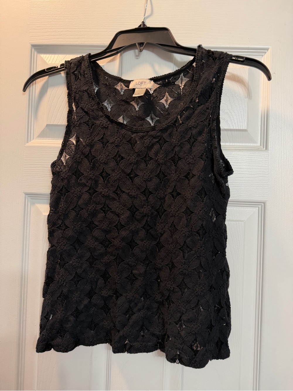 LOFT Black Floral Lace Camisole Tank